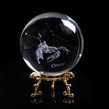 Miniature Cancer Zodiac Balls K9 Artificial Crystal 3D Laser engraved Constellation Globe Home Decorative Sphere