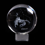 Miniature Cancer Zodiac Balls K9 Artificial Crystal 3D Laser engraved Constellation Globe Home Decorative Sphere