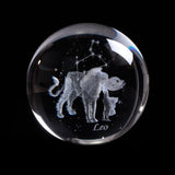 3D Miniature Leo Balls Laser Engraved Zodiac Globe Artificial Crystal Sphere Meaningful Birthday Gift for Special Person