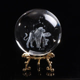 3D Miniature Leo Balls Laser Engraved Zodiac Globe Artificial Crystal Sphere Meaningful Birthday Gift for Special Person