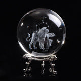 3D Miniature Leo Balls Laser Engraved Zodiac Globe Artificial Crystal Sphere Meaningful Birthday Gift for Special Person