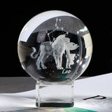 3D Miniature Leo Balls Laser Engraved Zodiac Globe Artificial Crystal Sphere Meaningful Birthday Gift for Special Person