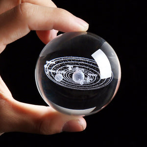 Laser Engraved Solar System Crystal Ball 3D Planets Model Sphere Ball Home Decor Gift for Holiday  Astronomy Ball Ornament