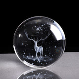 80mm Miniature Wapiti  Glass Ball 3D Laser Engraved Crystal Decoration Crystal Sphere Home Decor Ornament Birthday Gift Globe