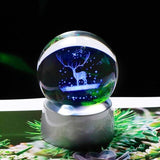 80mm Miniature Wapiti  Glass Ball 3D Laser Engraved Crystal Decoration Crystal Sphere Home Decor Ornament Birthday Gift Globe