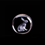 Zodiac Rabbit Crystal Ball 3D Laser Engraved Animal Figurines Glass Sphere Kids Birthday gift Feng Shui Home Decor Accessories