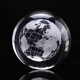 6cm 3D Crystal Ball Glass Laser Engraved Miniature Earth Model Sphere Crystal Craft Home Decoration Accessories Ornament Globe