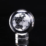 6cm 3D Crystal Ball Glass Laser Engraved Miniature Earth Model Sphere Crystal Craft Home Decoration Accessories Ornament Globe