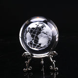 6cm 3D Crystal Ball Glass Laser Engraved Miniature Earth Model Sphere Crystal Craft Home Decoration Accessories Ornament Globe