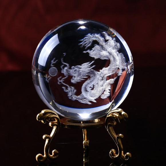 Home Decoration Crystal Dragon Ball 3D Laser Engrave Specimens Creative Feng Shui Glass Ball Globe Wedding Crystal Craft Gift