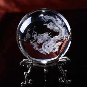 Home Decoration Crystal Dragon Ball 3D Laser Engrave Specimens Creative Feng Shui Glass Ball Globe Wedding Crystal Craft Gift