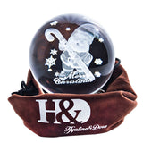 H&D Christmas Ornament 80mm Crystal Ball Paperweight With Stand 3D Laser Engraved Santa Claus Glass Sphere Collection Home Decor