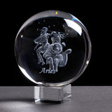 6 cm 8 cm Zodiac K9 Crystal Sphere Laser Engraved Miniature 3D Crystal Craft Glass Ornament Home Decoration