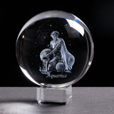 6 cm 8 cm Zodiac K9 Crystal Sphere Laser Engraved Miniature 3D Crystal Craft Glass Ornament Home Decoration