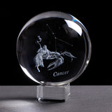 6 cm 8 cm Zodiac K9 Crystal Sphere Laser Engraved Miniature 3D Crystal Craft Glass Ornament Home Decoration