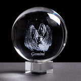 6 cm 8 cm Zodiac K9 Crystal Sphere Laser Engraved Miniature 3D Crystal Craft Glass Ornament Home Decoration