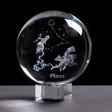 6 cm 8 cm Zodiac K9 Crystal Sphere Laser Engraved Miniature 3D Crystal Craft Glass Ornament Home Decoration