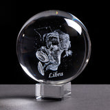 6 cm 8 cm Zodiac K9 Crystal Sphere Laser Engraved Miniature 3D Crystal Craft Glass Ornament Home Decoration