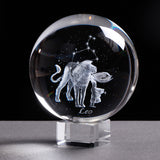 6 cm 8 cm Zodiac K9 Crystal Sphere Laser Engraved Miniature 3D Crystal Craft Glass Ornament Home Decoration