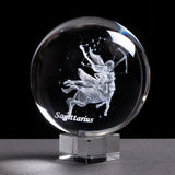 6 cm 8 cm Zodiac K9 Crystal Sphere Laser Engraved Miniature 3D Crystal Craft Glass Ornament Home Decoration