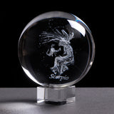 6 cm 8 cm Zodiac K9 Crystal Sphere Laser Engraved Miniature 3D Crystal Craft Glass Ornament Home Decoration