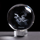 6 cm 8 cm Zodiac K9 Crystal Sphere Laser Engraved Miniature 3D Crystal Craft Glass Ornament Home Decoration