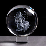 6 cm 8 cm Zodiac K9 Crystal Sphere Laser Engraved Miniature 3D Crystal Craft Glass Ornament Home Decoration