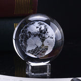 60mm 3D Crystal  Earth Ball Miniature Model Globe Laser Engraved Crystal Craft Sphere Home Decoration  Accessories Gift Ornament