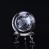 60mm 3D Crystal  Earth Ball Miniature Model Globe Laser Engraved Crystal Craft Sphere Home Decoration  Accessories Gift Ornament