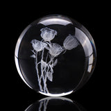 60mm 3D Crystal Roses Ball Miniature Flower Quartz Globe Laser Engrave Crystal Craft Sphere Home Decor Wedding Gift Ornament