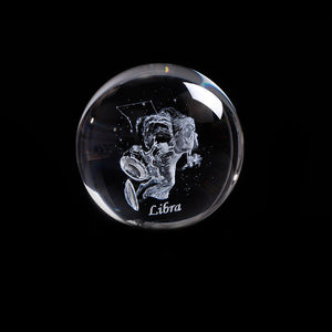 Zodiac Miniature Libra Balls 3D Laser Engraved K9 Artificial Constellation Crystal Globe Living Room Home Decoration Sphere