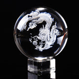 60mm 3D Laser Engraved K9 Crystal Dragon Balls Pure Clear Glass Fengshui Dragon Balls Paperweight for Home Buddhism Decoration