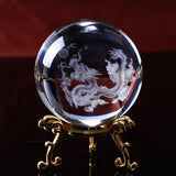 60mm 3D Laser Engraved K9 Crystal Dragon Balls Pure Clear Glass Fengshui Dragon Balls Paperweight for Home Buddhism Decoration