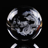 60mm 3D Laser Engraved K9 Crystal Dragon Balls Pure Clear Glass Fengshui Dragon Balls Paperweight for Home Buddhism Decoration