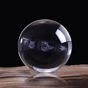 3D Solar System Crystal Ball Planets Glass Ball Laser Engraved Globe Miniature Model Home Decor Astronomy Gift Ornament