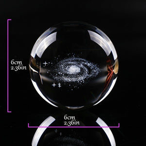 6 Cm Diameter Globe Miniature Galaxy 3d Laser Etched Crystal Ball Crystal Ball Sphere Glass Decoration Gifts, Home Accessories