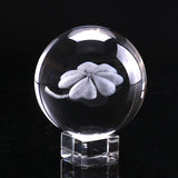 6CM 3D Laser Engraved Four Leaf Clover Crystal Ball Miniature Glass Globe Crystal Craft Home Decor Lucky Ball Ornament Gift