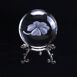 6CM 3D Laser Engraved Four Leaf Clover Crystal Ball Miniature Glass Globe Crystal Craft Home Decor Lucky Ball Ornament Gift