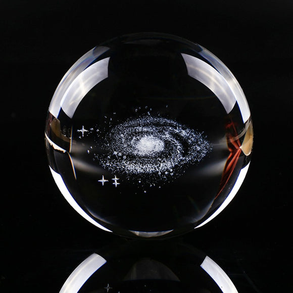 Globe Galaxy Miniatures Crystal Ball 3D Laser Engraved Quartz Glass Ball Sphere Home Decoration Accessories Gifts