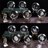 80 MM Laser Engraved Zodiac Signs Crystal Ball 3D Miniature Crafts  Glass Sphere Home Decoration Accessories Gift Horoscope