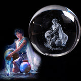 80 MM Laser Engraved Zodiac Signs Crystal Ball 3D Miniature Crafts  Glass Sphere Home Decoration Accessories Gift Horoscope