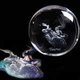 80 MM Laser Engraved Zodiac Signs Crystal Ball 3D Miniature Crafts  Glass Sphere Home Decoration Accessories Gift Horoscope