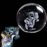 80 MM Laser Engraved Zodiac Signs Crystal Ball 3D Miniature Crafts  Glass Sphere Home Decoration Accessories Gift Horoscope