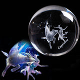 80 MM Laser Engraved Zodiac Signs Crystal Ball 3D Miniature Crafts  Glass Sphere Home Decoration Accessories Gift Horoscope