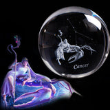 80 MM Laser Engraved Zodiac Signs Crystal Ball 3D Miniature Crafts  Glass Sphere Home Decoration Accessories Gift Horoscope