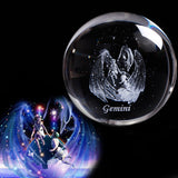 80 MM Laser Engraved Zodiac Signs Crystal Ball 3D Miniature Crafts  Glass Sphere Home Decoration Accessories Gift Horoscope