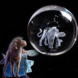 80 MM Laser Engraved Zodiac Signs Crystal Ball 3D Miniature Crafts  Glass Sphere Home Decoration Accessories Gift Horoscope