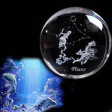 80 MM Laser Engraved Zodiac Signs Crystal Ball 3D Miniature Crafts  Glass Sphere Home Decoration Accessories Gift Horoscope