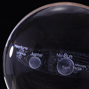 3D Solar System Crystal Ball Planets Glass Ball Laser Engraved Globe Miniature Model Home Decor Astronomy Gift Ornament