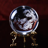 Glass Ball 3D Laser Engraved Dragon Crystal Ball Feng Shui Globe Home Decoration Accessories Miniatures Gifts